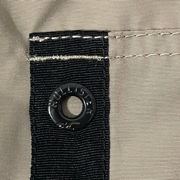 Hollister Classic Bomber Jacket Water Resistant Tan Black Zip Front Men’s sz M - Picture 15 of 16